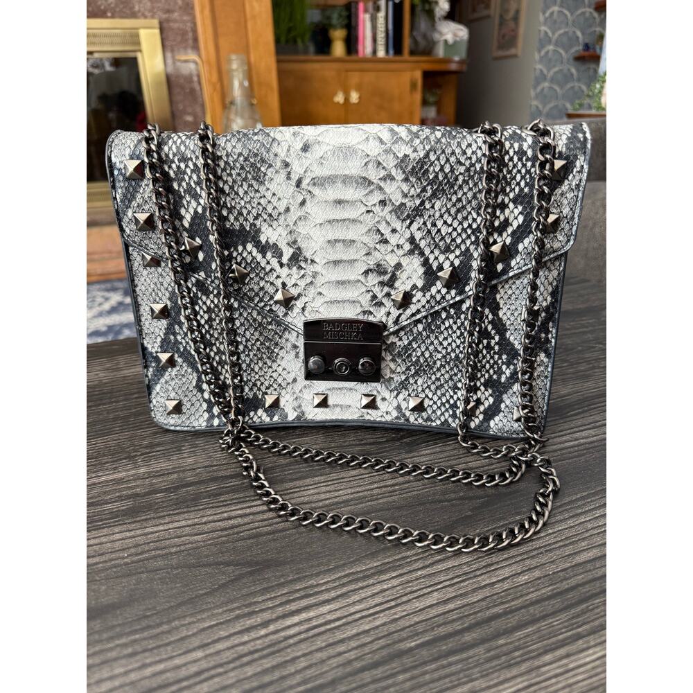 Badgley Mischka Snake Print Vegan Leather Cross Body Bag